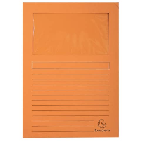 Cartelline con finestra Exacompta Forever® A4 cartoncino 120 g/m² arancio conf. da 100 - 50104E